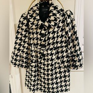 CHIME Black & Cream Houndstooth Peacoat
